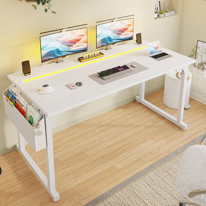 DurayLoly 55 Inch Computer Desk with Waterproof LED Lights for Bedroom - Image 9