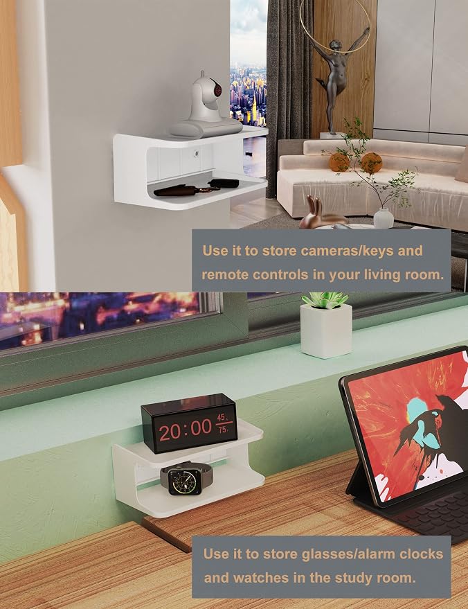 Bedside Wall Shelf Organizer, Small Bedside Shelf, (White) - Image 5