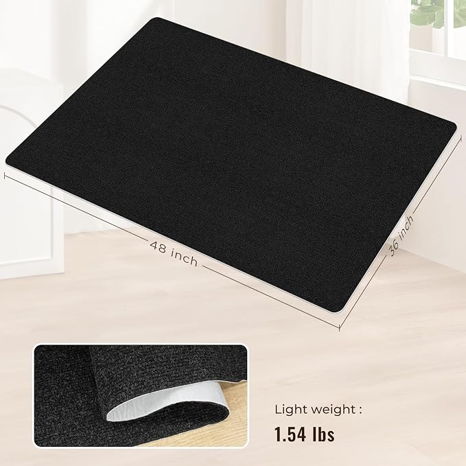 Sycoodeal Office Chair Mat for Hardwood Floor,Slip Resistant Floor Mat for Rolling Chairs,Easy to Clean,Large Floor Protector Office Computer Gaming Chair,Black(36"x48") - Image 2