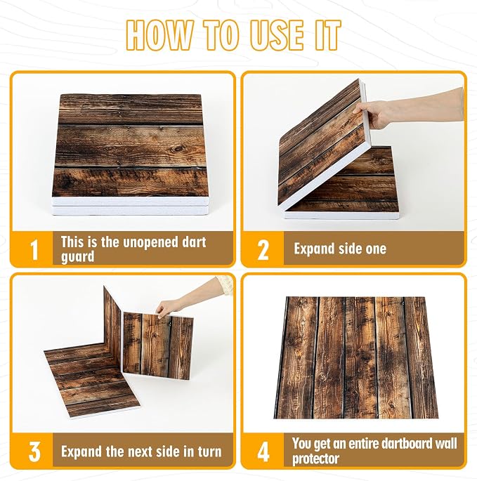 Hahafelt Felt Wood Grain Dart Board Wall Protectors Square Dart Board Backing Tiles Dartboard Backboard Cork Backboards Alternative - Image 3