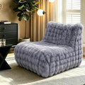 Memory Foam Faux Fur Bean Bag Chair, Light Grey | Supportive memory foam filling, plush faux fur cover, floor lounge sofa for bedroom, living room & office daily relaxation by KKdema
