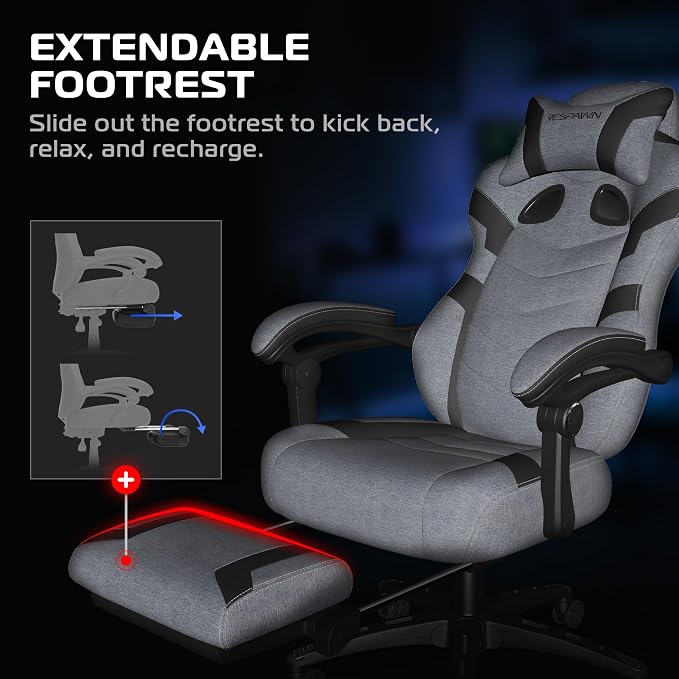 Respawn 110 Pro Ergonomic Gaming Chair with Footrest and Recline | Ergonomic office chair comfort with footrest, lumbar support & 155° recline for work, gaming and relaxing. - Image 3