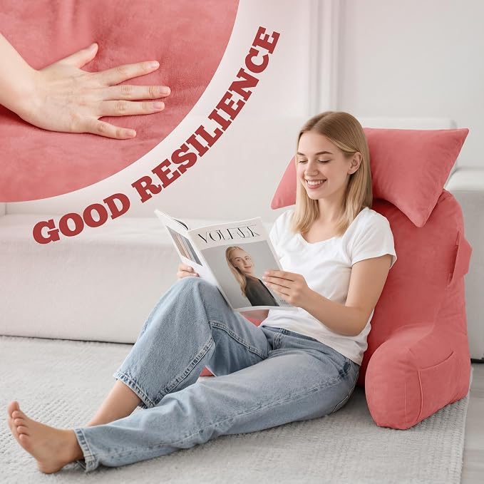Reading Pillow for Bed,Back Pillow for Bed Sitting Up,Lumbar Support Pillow - Image 4