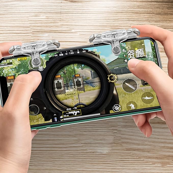 Newseego for PUBG Mobile Game Controller Trigger, Upgrade Version PUBG Mobile Game Trigger Double Sensitive Aim Shoot Keys Buttons for Rules of Survival/PUBG Triggers for All Smartphone-Transparent - Image 6