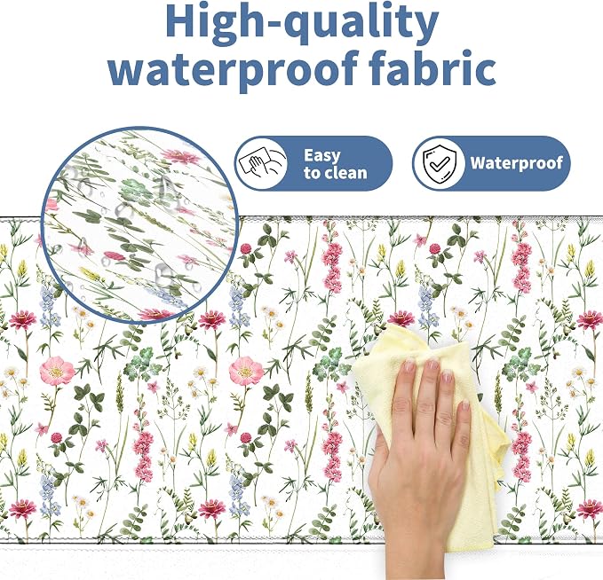 White Kawaii Flower Mouse Pad Large Desk Mat Extended Keyboard Mouse Pad Cute Mousepad with Non-Slip Base and Stitched Edge Floral Mouse Mat Desk Pad 31.5 x 11.8 Mouse Pads for Desk Home Office Gaming - Image 3