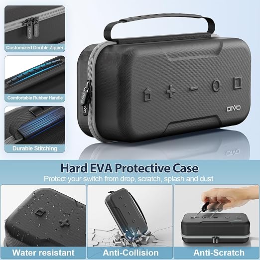 OIVO Switch 1 Carrying Case Compatible with Nintendo & OLED, Portable Switch Travel Carry Case Fit for Joy-Con and Adapter, Hard Shell Protective OLED Pouch Bag with 20 Games, Grey - Image 4