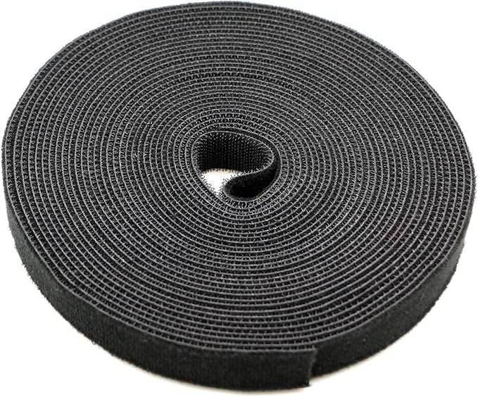 Reusable Fastening Tape Cable Ties 3/4 Inch Double Side Hook Roll (10 Yard, Black) by SAISN