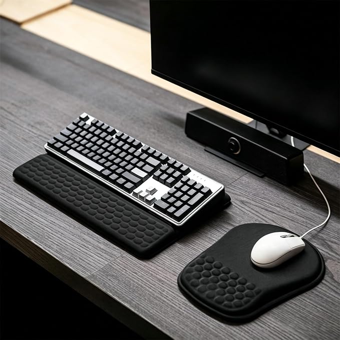 Keyboard Wrist Rest -Ergonomic Keyboard Stand with Wrist Rest- with Carpal Tunnel Pain Relief Massage Bumps and Full Memory Gel Design - Ideal Frequent Computer (Black) - Image 5