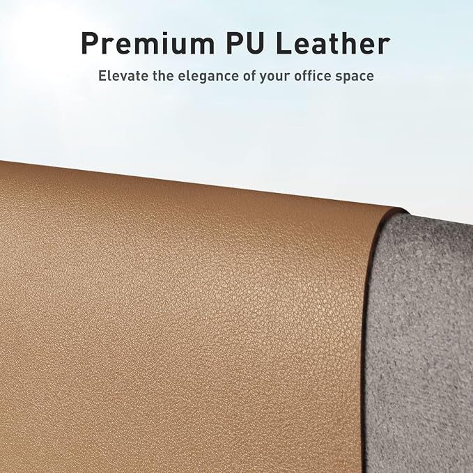 Aothia Faux Leather Desk Mat for Keyboard & Mouse (Khaki, 36" x 17") | Large desk mat for keyboard, mouse and laptop, creating a clean, organized workspace for work, study and everyday use - Image 2