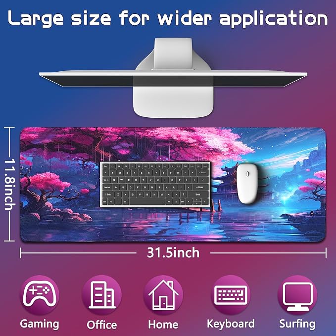Mouse Pad Gaming - Desk Mat for Keyboard and Mouse - Large Mouse Pads for Desk, Gaming Mousepad with Non-Slip Base, Desks Pad (31.5" X 11.8") for Game, Office and Home - Image 6
