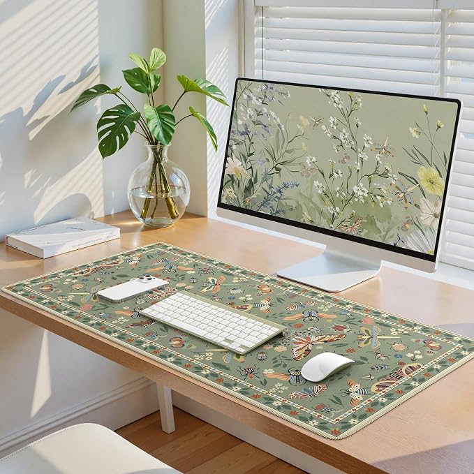 iCasso Green Large Mouse Pad, Desk Matt for Desktop | XXL Desk Mat for Keyboard and Mouse, Anti-Slip Big Mousepad Computer Mat with Stitched Edges - Image 7