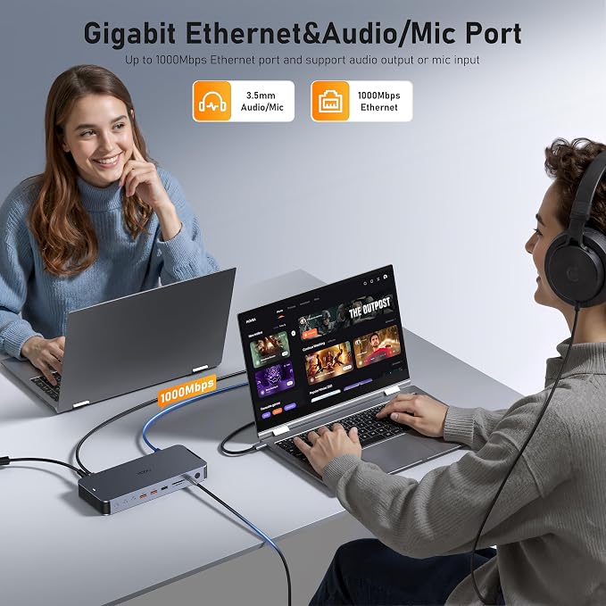 Laptop Docking Station with 120W Power Adapter,Docking Station Dual Monitor - Image 8