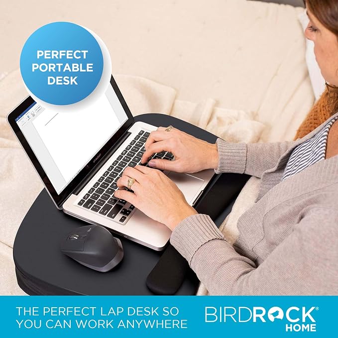BIRDROCK HOME Oversized Lap Desk with Memory Foam Cushion, Wrist Rest, Portable Tray for Bed, Couch, Sofa, Recliner, Writing, Study, Compact Lapdesk, Ideal for WFH, Matte Black, Fits Laptops Up to 17" - Image 5