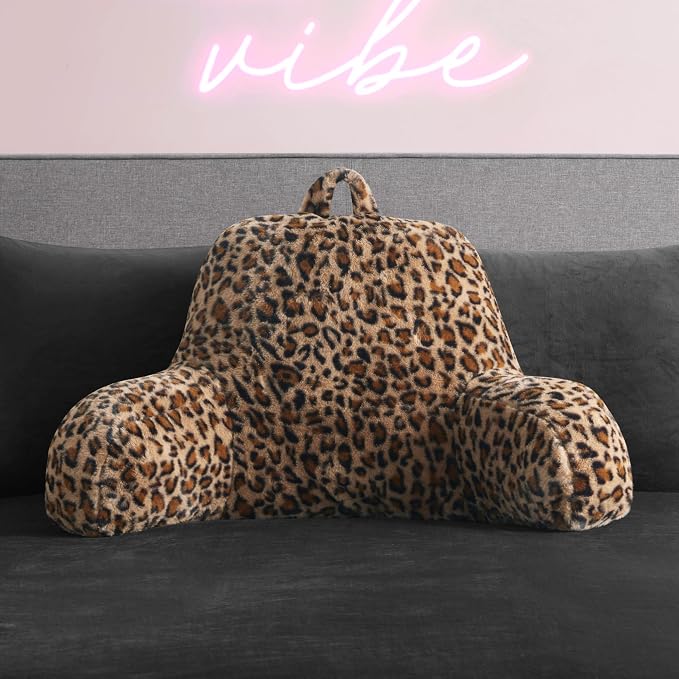 Juicy Couture Faux Fur Leopard Backrest Pillow - 30"x17" Supportive Bed Rest Pillow for Reading, Gaming, or Relaxing - Image 2