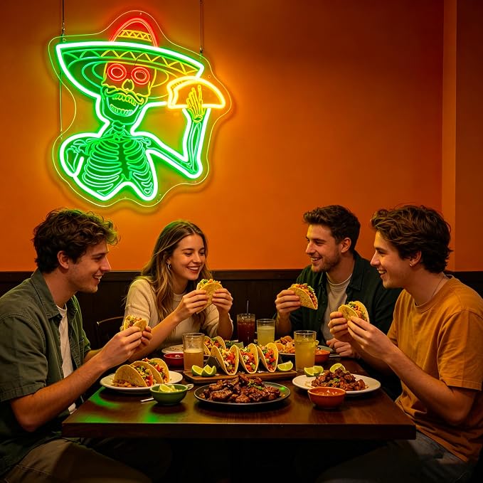 Neon Sign, Tacos Skul Neon Signs for Wall Decor LED Sign Neon Light - Image 6