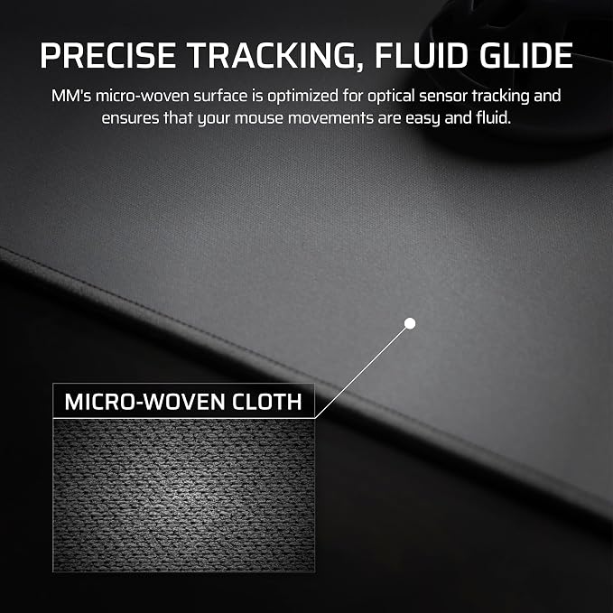 Corsair MM Anti-Fray Cloth Gaming Mouse Pad – Gray | XXL (930 x 400mm), Precision Micro-Woven Surface, Non-Slip Natural Rubber Base, Stitched Edges - Image 3