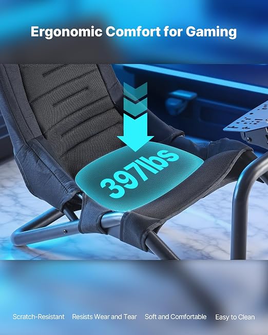 VEVOR Racing Wheel Stand, Heavy-Duty Integrated Simulator Cockpit Steering Stand, Fit Logitech G25,G27,G29,G920,G923, Thrustmaster T300RS,TX F458,T500RS,T3PA-PRO (F1/GT) and CSR Pedals, Black - Image 6