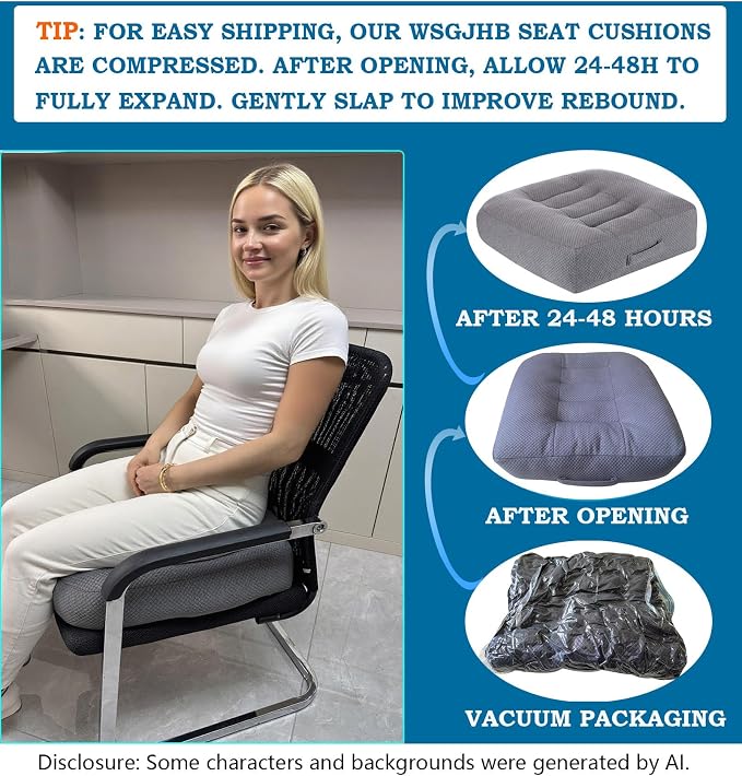 WSGJHB Office Chair Cushion Pillow Adult Car Booster Seat Cushions | Seat Cushions for Short People Effectively Increase Field of View Lower Back Fatigue Relief, for Home Anti-Slip 18x18x4.7" - Image 8