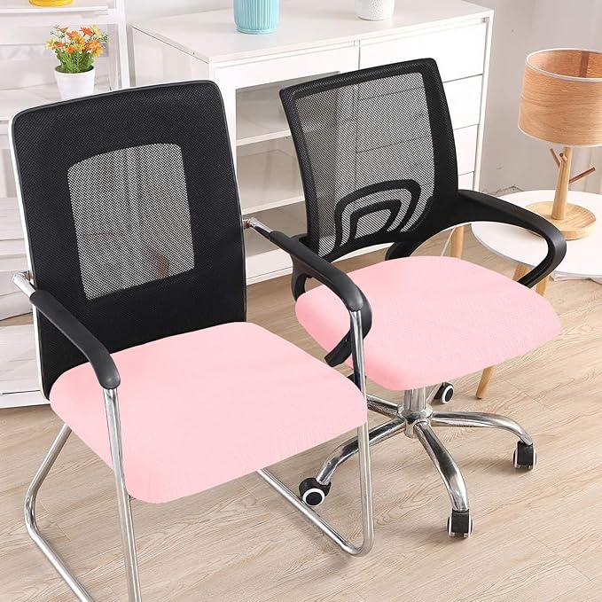Smiry Office Computer Chair Seat Covers for Desk, Anti-dust Protector | Stretch Jacquard Removable Washable Desk Chair Seat Cushion Protectors, Blush Pink - Image 2
