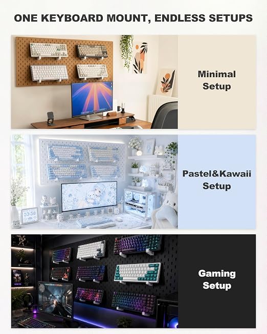 Keyboard Holder Display, Storage Hook for IKEA SKADIS | Black | Pegboard Accessories |Keyboard Stand | Skadis Accessories, Gaming Office | 4PCS - Image 2