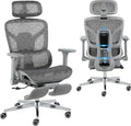 Korser Ergonomic Mesh Office Chair with Footrest, Big and Tall Desk Chair with 4D Flip-Up Arms, Auto-Tracking Lumbar Support, 3D Headrest, High Back Computer Gaming Chair for Home Office, Grey by KORSER