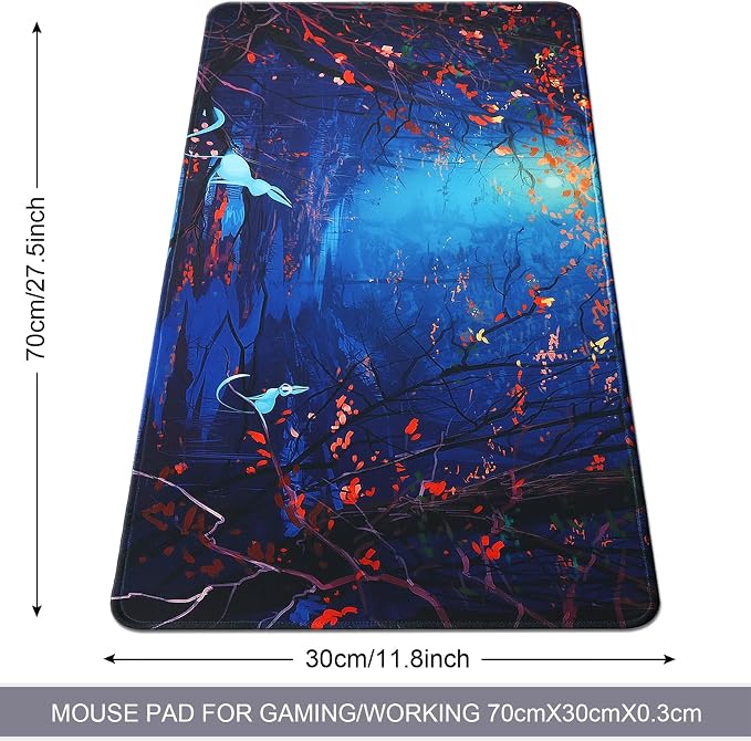Large Gaming Mouse Pad with Stitched Edges,[27.5x11.8In] Extended Mouse Pad with Non-Slip Natural Rubber Base for Gamer/Desktop/Office/Home 70x30 Forest07 - Image 2