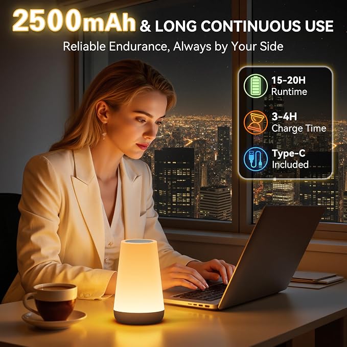 Auxmir Rechargeable Night Light, 13-Color Remote Control Lamp, Dark Brown - Image 5