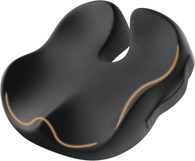 ProtoArc Seat Cushion, Office Chair Cushion for Sciatica, Black | Coccyx Cushion, Ergonomic Memory Foam Seat Cushion for Car, Home, Pressure Relief Pad for Hip, Tailbone, All Day Comfort by ProtoArc