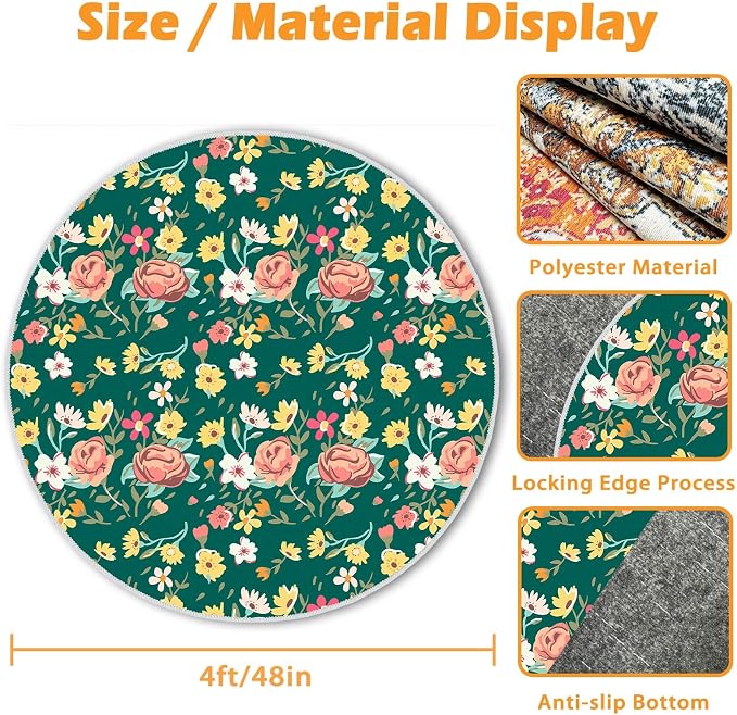 4ft/48in Home Office Chair Mat for Hardwood Floor, Anti-Slip Desk Chair Mats, Computer Gaming Chair Mats for Rolling, Low Pile Carpet Floor Chair Mat(Green-3) - Image 5
