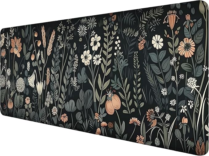 Floral Gaming Mouse Pad Desk Pad Aesthetics Flower Plant Weeds XL Mouse Pad Large Mousepad Extended Laptop Keyboard Mat Gaming Desk Pad Mouse Mat Office Computer Keyboard Laptop Home 31.5"x11.8" by Unknown