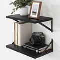 Axeman Deep Floating Shelves - 20 Inch Black Floating Shelves Set of 2-12 Inch Deep Wood Wall Shelves for Living Room Bathroom Kitchen by Axeman