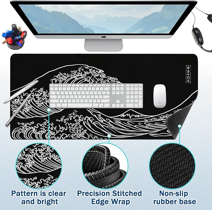 Mouse Pad Gaming - Desk Mat for Keyboard and Mouse - Large Mouse Pads for Desk, Gaming Mousepad with Non-Slip Base, Desks Pad (31.5" X 11.8") for Game, Office and Home - Image 2