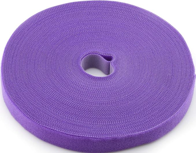 Reusable Fastening Tape Cable Ties 3/4 Inch Double Side Hook Roll (25 Yard, Purple) by SAISN