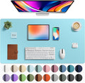 Aothia Faux Leather Desk Mat - Large Mouse Pad, Non-Slip PU Leather Blotter, Waterproof Writing Surface for Office and Home (Blue Topaz, 40" x 24") by AothiaSimpleNaturalUnique