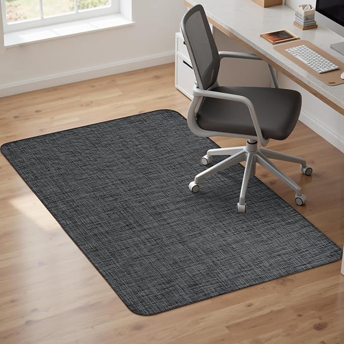 Sycoodeal Office Chair Mat for Hardwood & Tile Floor,Computer Gaming Chair Mat for Rolling Chairs Non-Curve, Anti-Slip, Heavy Duty Floor Protector for Home Office,Black (40" x 55") by SYCOODEAL