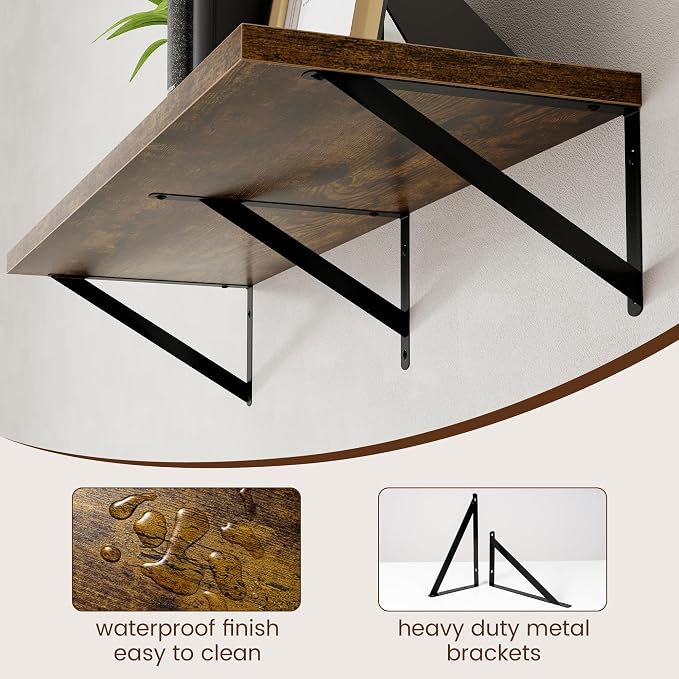 Axeman 12 Inch Deep Floating Shelves for Wall - 36 Inch Wide x 12 Inch Deep Wall Shelves Set of 2 - Rustic Wood Floating Shelves for Living Room - Image 5