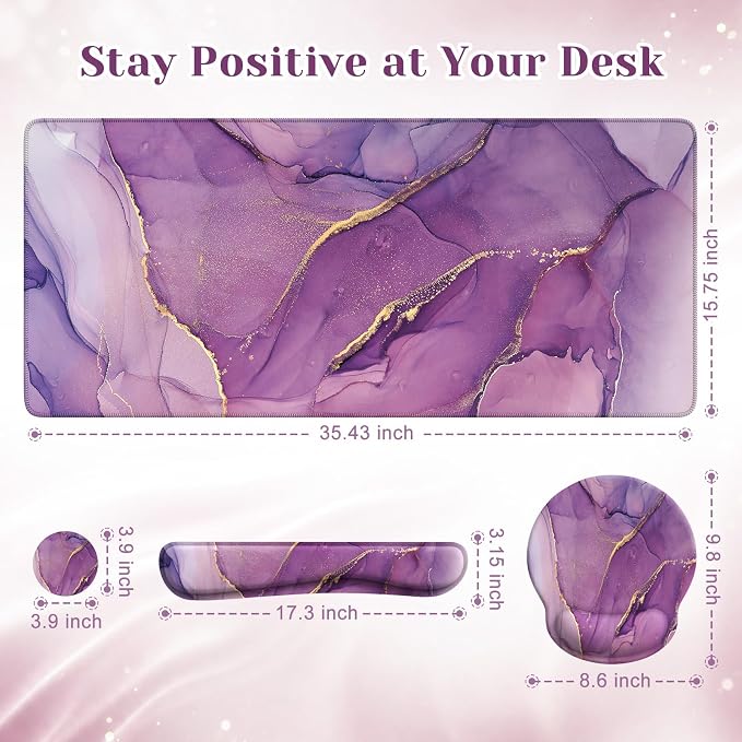 iCasso Purple Keyboard Mat 35.4"x15.7", Desk Blotter for Workspace - Image 2