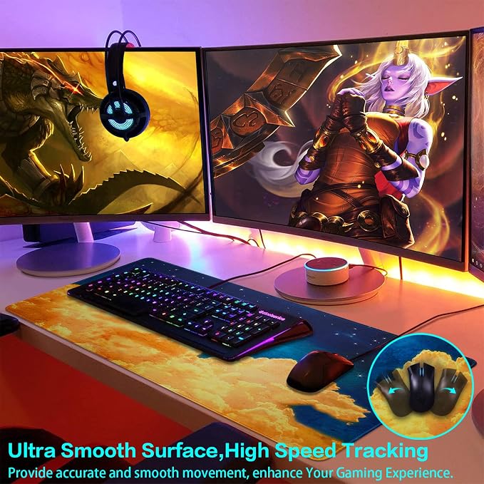 Canjoy Gaming Mouse Pad, 31.5x15.7in Large Mouse Pads for Desk Keyboard Pad | Desk Mat for Keyboard and Mouse Computer Big Full Size Desk Pad with Non-Slip Rubber Base and Stitched Edge for Home Office - Image 4