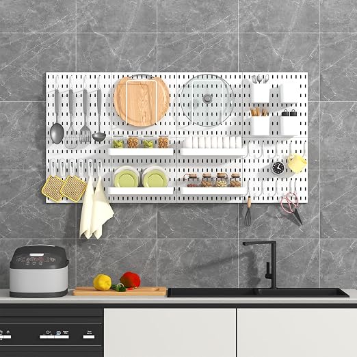 Pegboard Combination Kit, 8 Peg Boards and 30 Accessories Modular Hanging Black Pegboard for Walls, Office Wall Organizer, Keys Holder on Wall, Nursery Storage, 44"x22" Black - Image 7