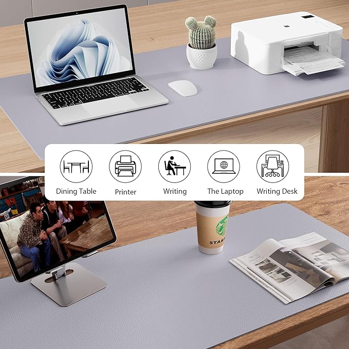 Aothia Large PU Leather Desk Pad Protector – Non-Slip Mouse Pad & Writing Mat for Office/Home, Waterproof, Easy to Clean (31.5" x 15.7", Smoky Lavender) - Image 5