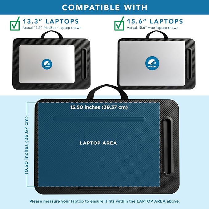 LAPGEAR Sidekick Pro Lap Desk – Black Carbon, Fits 15.6” Laptops - Image 3