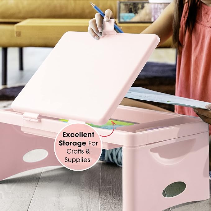 Loddie Doddie Pair of Foldable Lap Desk with Storage Pocket | Blush and Teal. Perfect use for Laptops, Travel, Breakfast in Bed, Gaming and Much More! Great for Kids and Teens! - Image 7