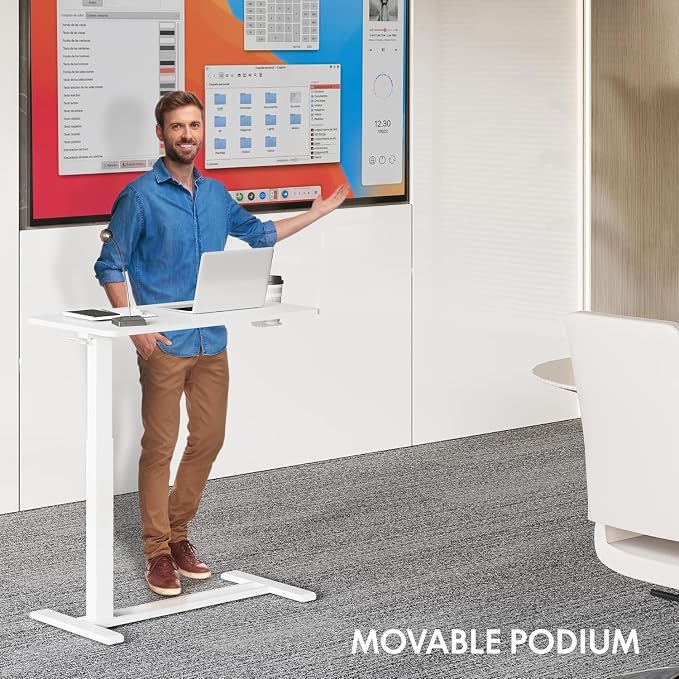 FLEXISPOT 28" Mobile Standing Desk Pneumatic Lift Computer Workstations - Image 2