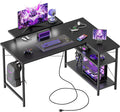 Mericonia 48 in Corner Desk with Monitor Stand, Small L Shaped Gaming Desk | Reversible Computer Desk with Power Outlets, LED Light & Storage Shelves, Office Table for Home Bedroom Study Work Writing by MERICONIA