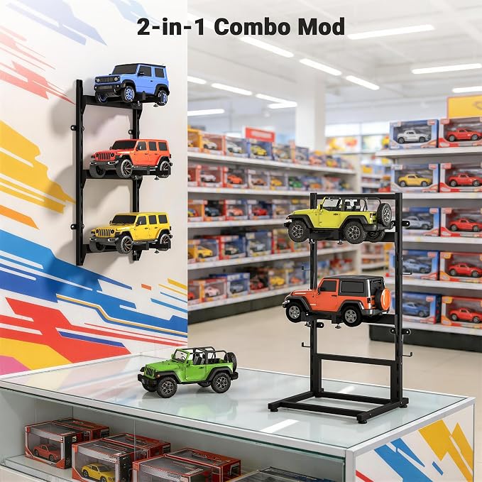 Wall Mount＆Floor RC Car Display Stand, 5 Tier Adjustable RC Car Rack - Image 6