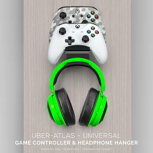 BRAINWAVZ The UberAtlas Dual Game Controller & Headphone Stand Wall Mount Holder for Xbox ONE, Series X, PS5, PS4, PS3, Switch, STEELSERIES Gamepad & More, Stay Organized No Screws - Image 5