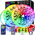Leeleberd Led Lights for Bedroom 100 ft (2 Rolls of 50ft) Music Sync Color Changing RGB Led Strip Lights with Remote App Control Bluetooth Led Strip, Lights for Room Home Kitchen Party Decor by Leeleberd