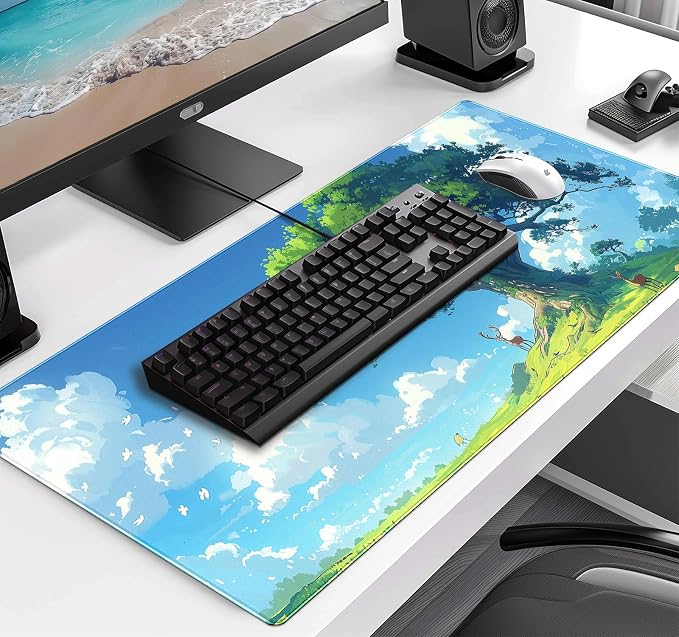 Large Green Plant Outdoor Landscape Office Desk Pad, Computer Mouse Pad | Large Extended Mouse Pad; Full Desk Coverage; Waterproof Coating; Stable Anti-Slide Base For Gaming, Office, Study Daily Use - Image 3