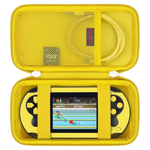 Elonbo Carrying Case for TaddToy/WELLST·G/Beijue/FAMILY POCKET/CCTU/X- JOYKIDS/GREENCREEK/Beico/KAVOYI/GuaiyeyeAP/TEBIYOU Handheld Game Console, Portable Electronic Gaming Player Bag, Yellow by Elonbo