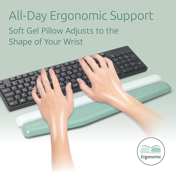 Kensington Duo Gel Mountain Wrist Rest for Keyboard, Wrist Pad for Full Size Keyboard, Ergonomic Wrist Pad for Computer, Non-Skid Computer Pad with Wrist Support, Green K62678WW, 17.7" x 4.1"x 0.8” - Image 2